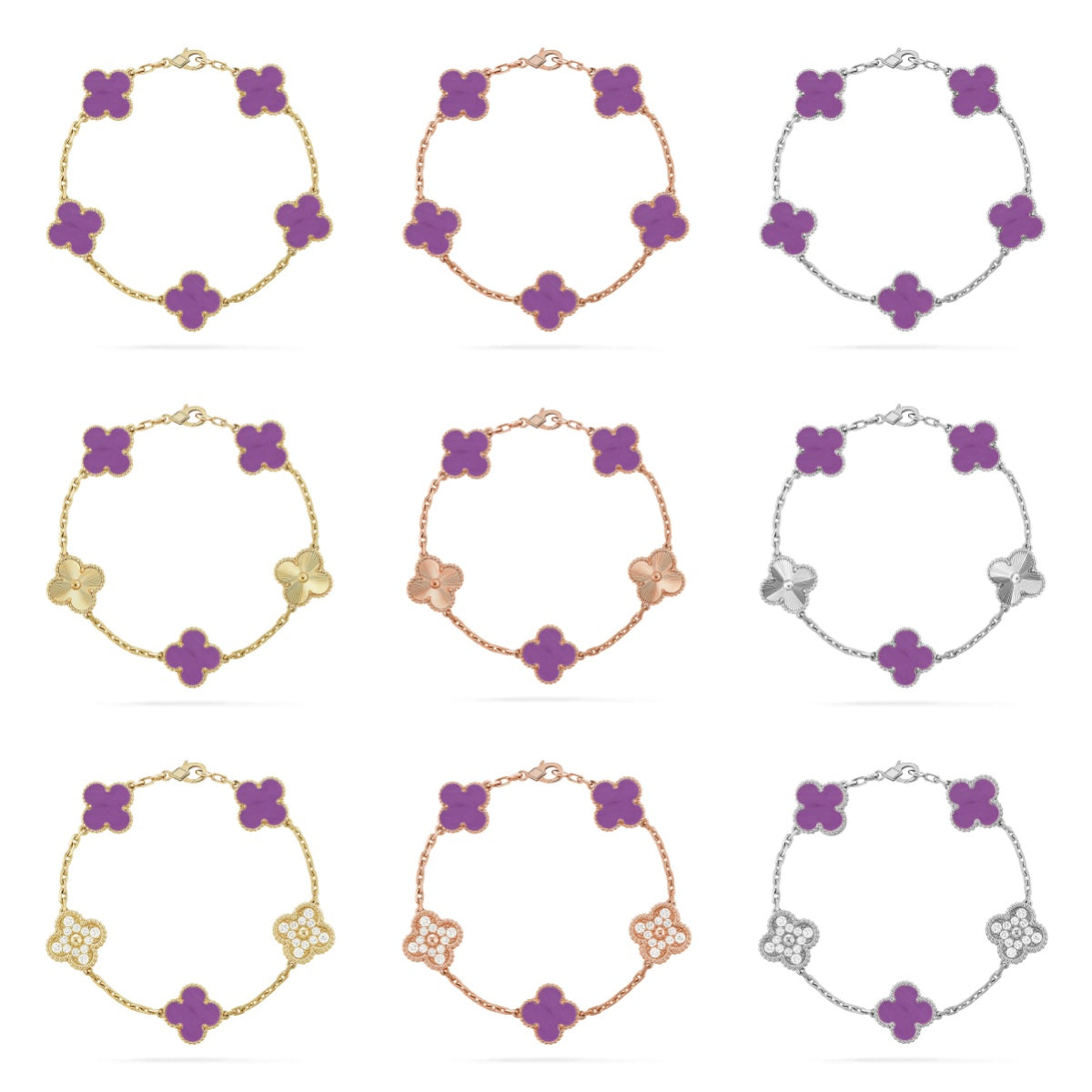 [Zalyn Jewelry ] CLOVER 5 MOTIF VIOLET BRACELET COLLECTION