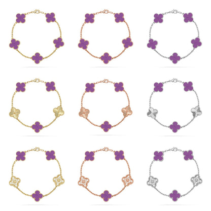 [Zalyn Jewelry ] CLOVER 5 MOTIF VIOLET BRACELET COLLECTION