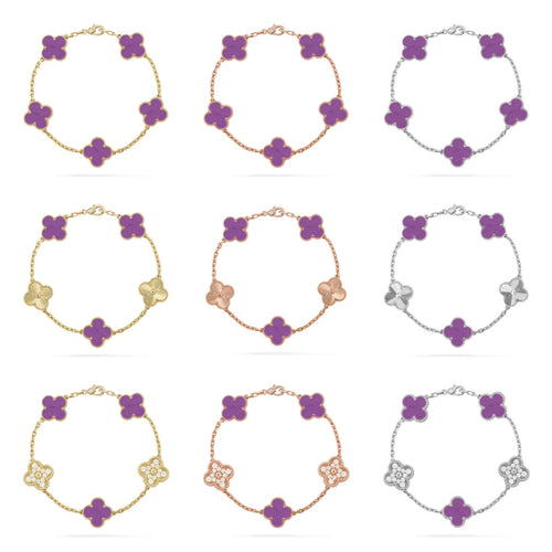 [Zalyn Jewelry ] CLOVER 5 MOTIF VIOLET BRACELET COLLECTION