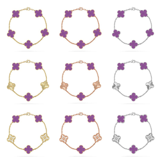 [Zalyn Jewelry ] CLOVER 5 MOTIF VIOLET BRACELET COLLECTION