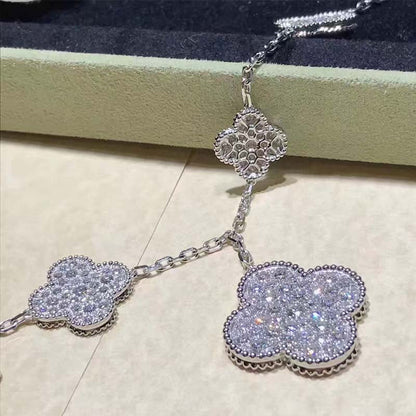 [Zalyn Jewelry ]CLOVER 6 MOTIFS SILVER DIAMOND BRACELET