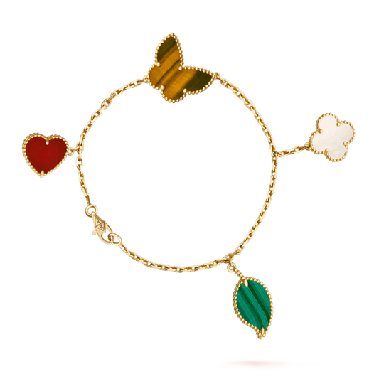 [Zalyn Jewelry ]LUCKY SPRING 5 MOTIF GOLD BRACELET