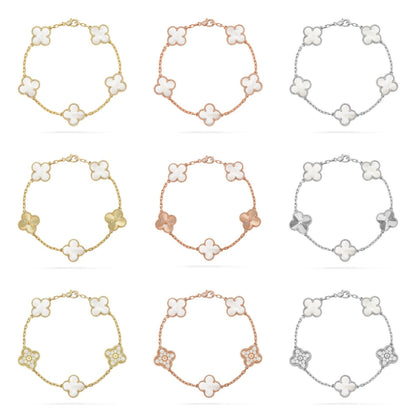 [Zalyn Jewelry ]CLOVER WHITE PEARL MOP 5 MOTIF BRACELET COLLECTION