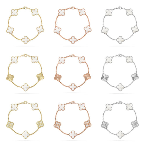 [Zalyn Jewelry ]CLOVER WHITE PEARL MOP 5 MOTIF BRACELET COLLECTION