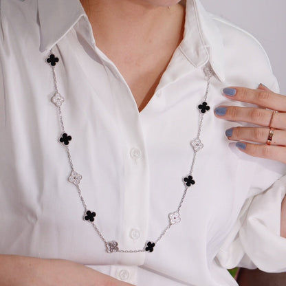 [Zalyn Jewelry ]CLOVER 20 MOTIFS ONYX DIAMOND SILVER