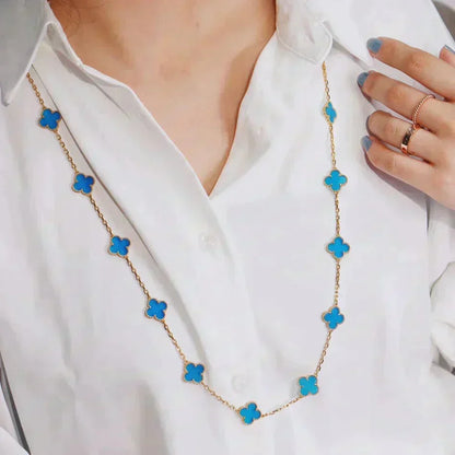 [Zalyn Jewelry ]CLOVER 20 MOTIFS BLUE AGATE GOLD