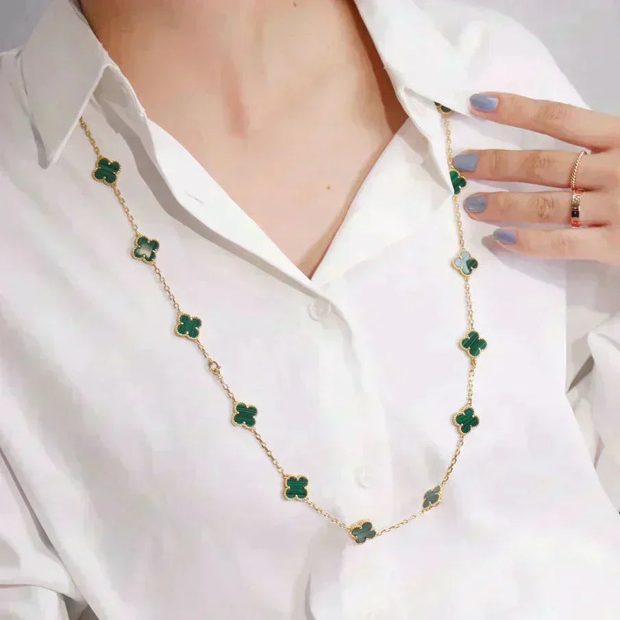 [Zalyn Jewelry ]CLOVER 20 MOTIFS MALACHITE GOLD