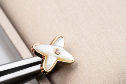 [Zalyn]JEUX DE WHITE MOP ROSE GOLD DIAMOND EARRINGS