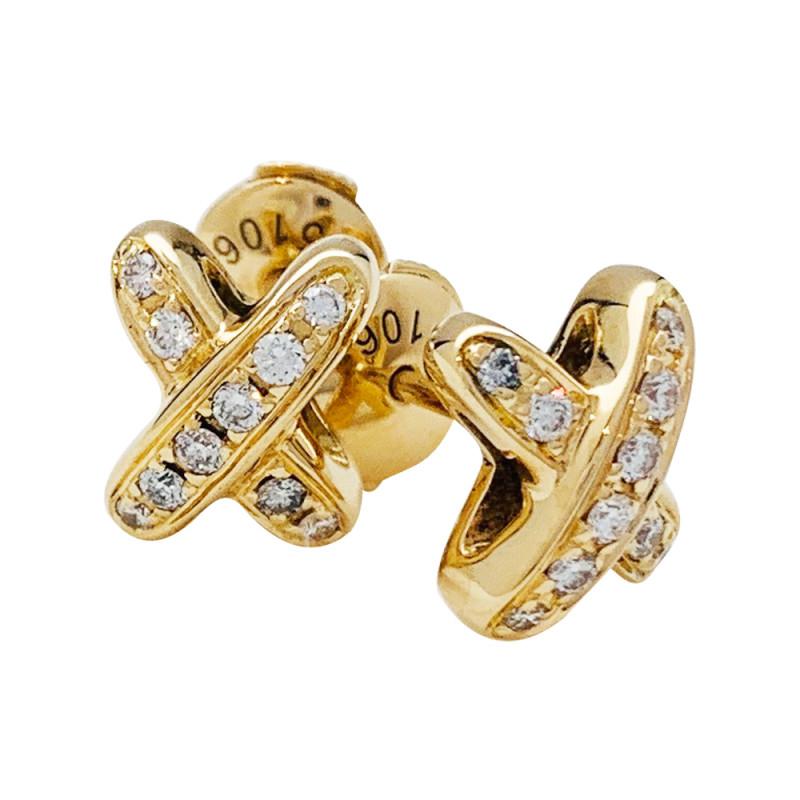 [Zalyn]JEUX DE GOLD DIAMOND EARRINGS