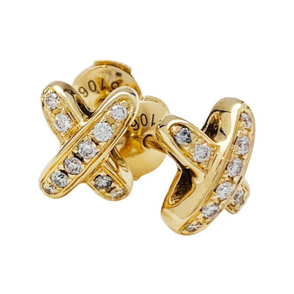 [Zalyn]JEUX DE GOLD DIAMOND EARRINGS