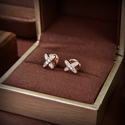 [Zalyn]JEUX DE GOLD DIAMOND EARRINGS