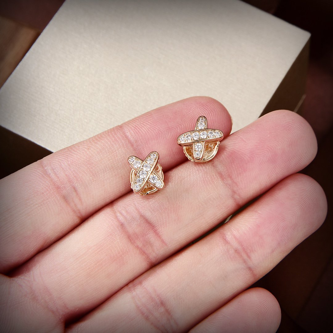 [Zalyn]JEUX DE GOLD DIAMOND EARRINGS