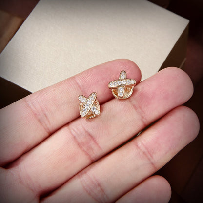 [Zalyn]JEUX DE GOLD DIAMOND EARRINGS