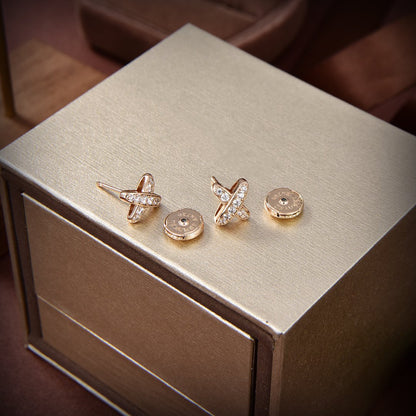 [Zalyn]JEUX DE GOLD DIAMOND EARRINGS
