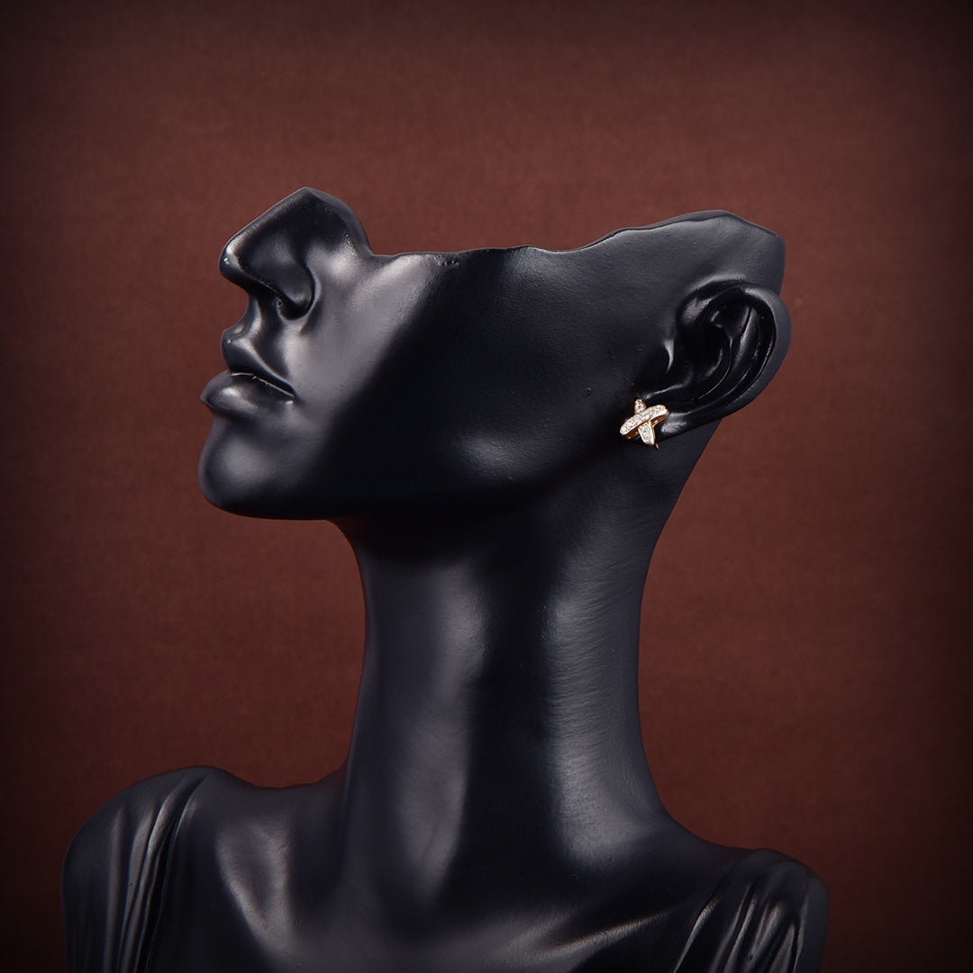 [Zalyn]JEUX DE GOLD DIAMOND EARRINGS