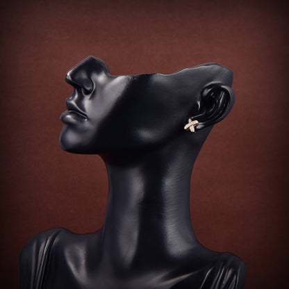 [Zalyn]JEUX DE GOLD DIAMOND EARRINGS