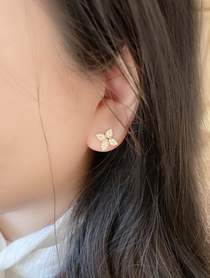 [Zalyn]STAR BLOSSOM STUD EARRINGS ROSE GOLD DIAMONDS