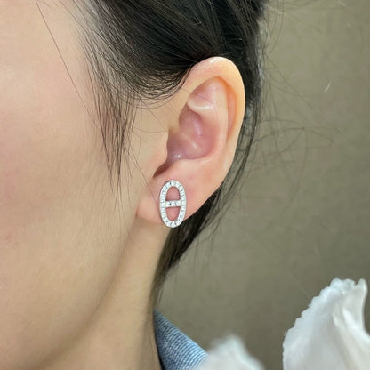 [Zalyn]HM FULL DIAMOND PIG NOSE STUD EARRINGS