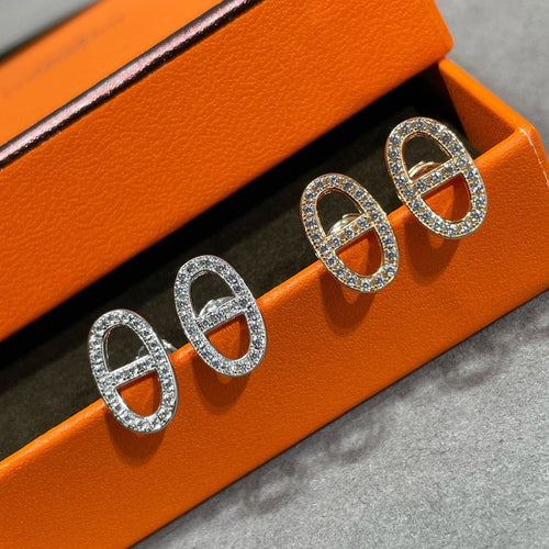 [Zalyn]HM FULL DIAMOND PIG NOSE STUD EARRINGS