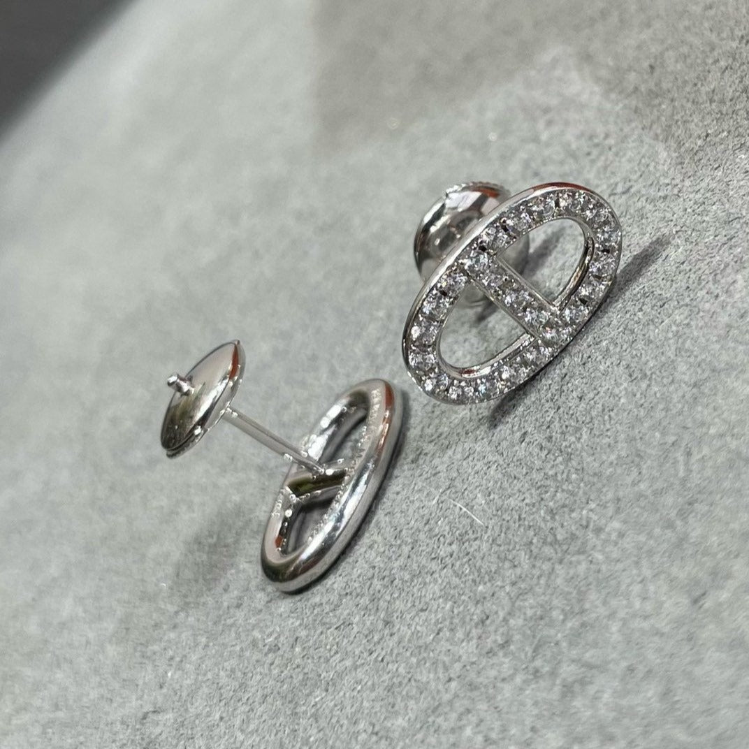 [Zalyn]HM FULL DIAMOND PIG NOSE STUD EARRINGS