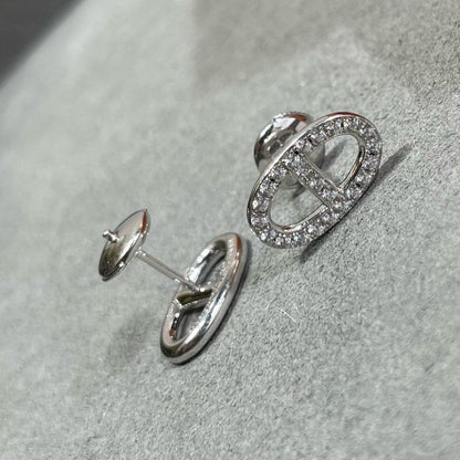 [Zalyn]HM FULL DIAMOND PIG NOSE STUD EARRINGS