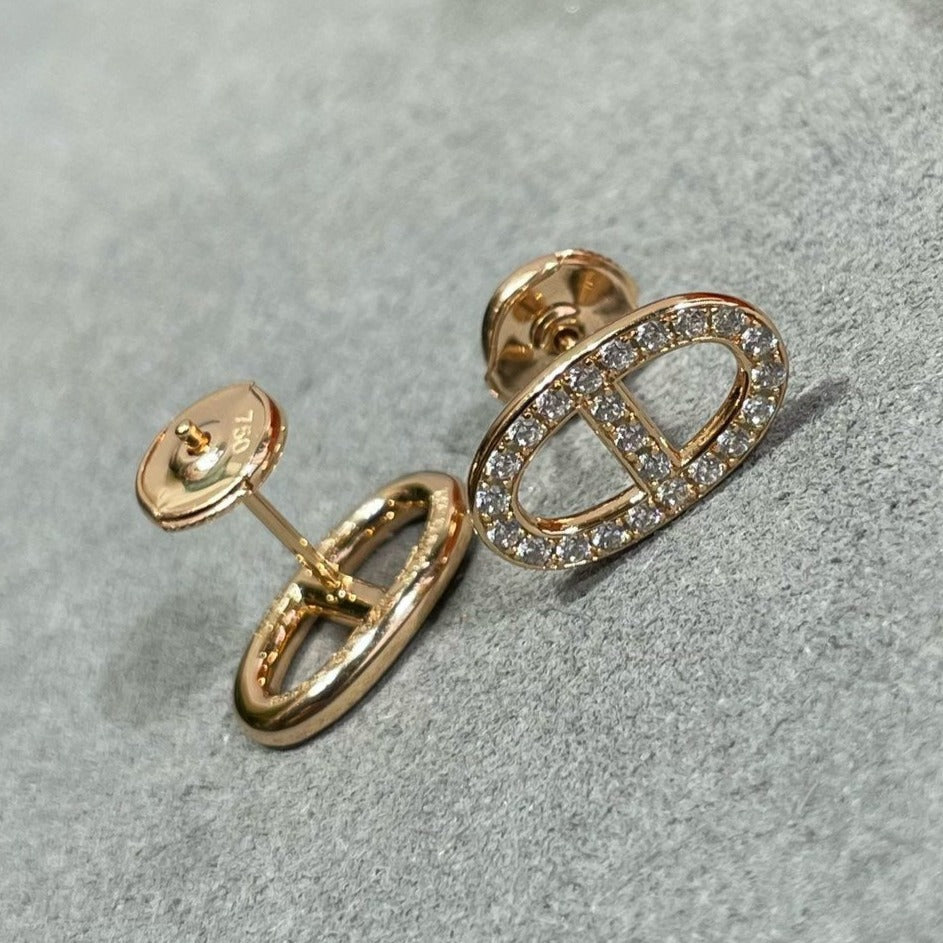 [Zalyn]HM FULL DIAMOND PIG NOSE STUD EARRINGS
