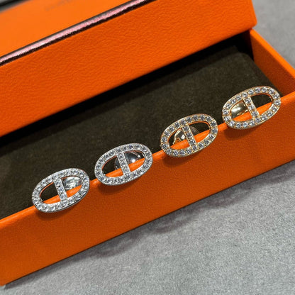 [Zalyn]HM FULL DIAMOND PIG NOSE STUD EARRINGS