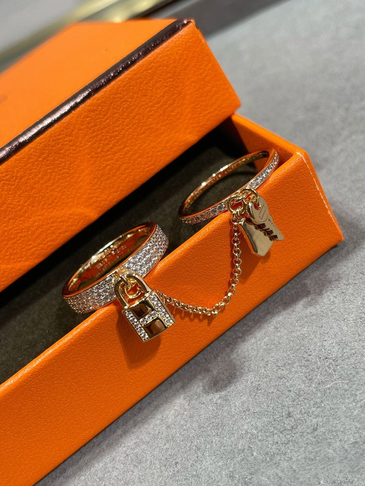 [Zalyn Jewelry ]HM KELLY CLOCHETTE DOUBLE RING IN  WITH DIAMONDS
