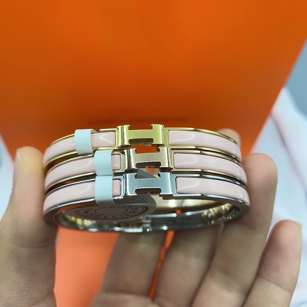 [Zalyn]CLASSIC HM CLIC  PINK 8MM ENAMEL BRACELET