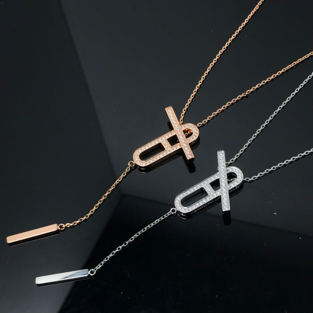 [Zalyn]HM NECKLACE PLATINUM ROSE GOLD DIAMOND