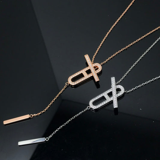 [Zalyn]HM NECKLACE PLATINUM ROSE GOLD DIAMOND