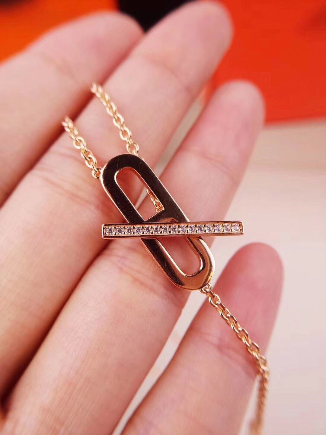 [Zalyn]HM NECKLACE PLATINUM ROSE GOLD DIAMOND
