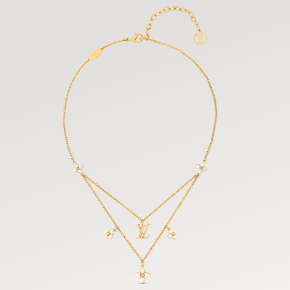 [Zalyn]FLOWERGRAM GOLD MOP DOUBLE ROW NECKLACE