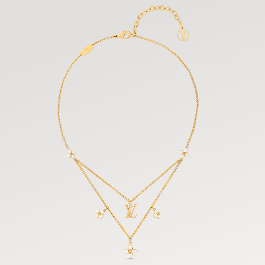 [Zalyn]FLOWERGRAM GOLD MOP DOUBLE ROW NECKLACE