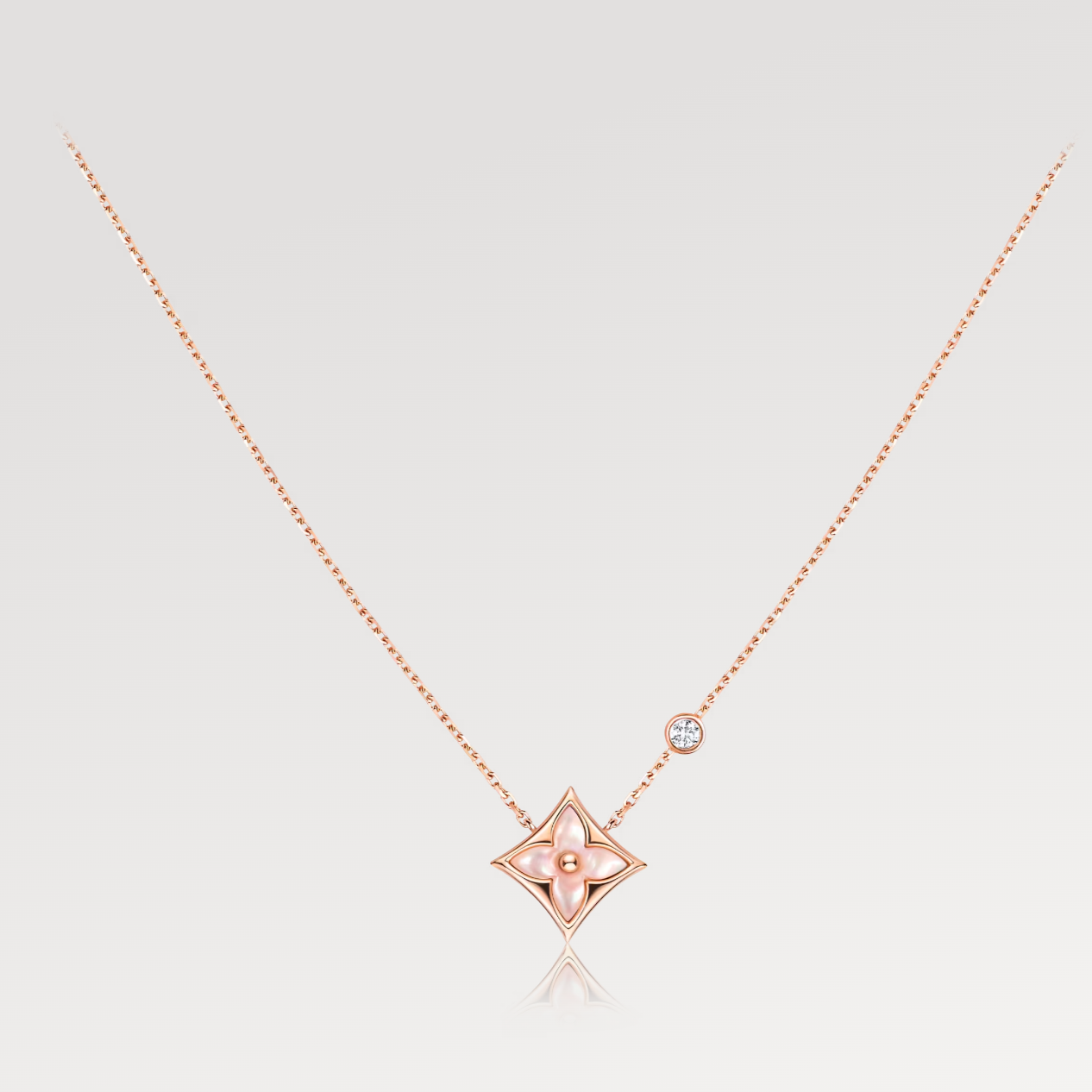 [Zalyn]STAR PINK MOP 1 DIAMOND ROSE GOLD NECKLACE