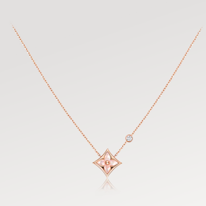 [Zalyn]STAR PINK MOP 1 DIAMOND ROSE GOLD NECKLACE