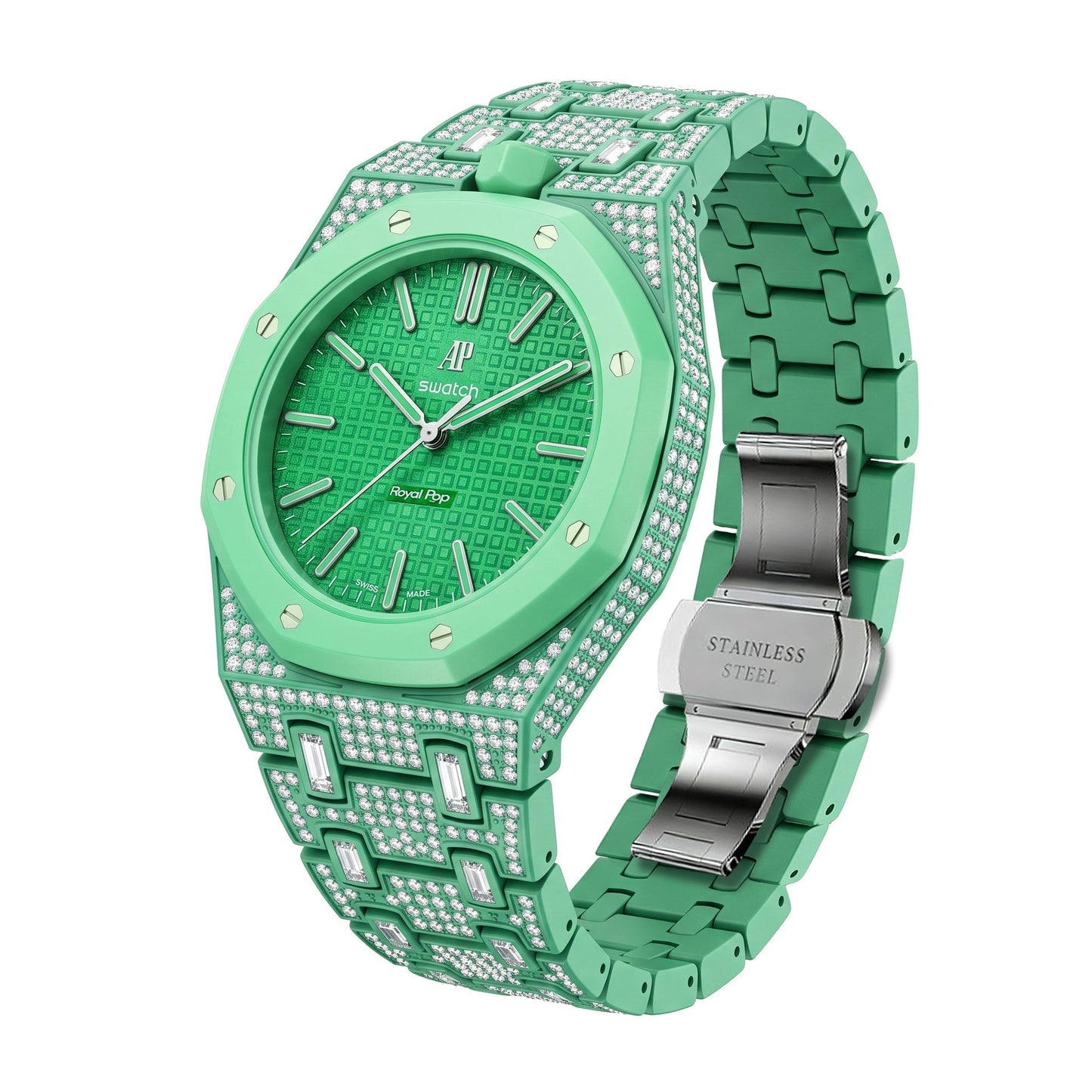 [Zalyn]Royal Oak Pop Exclusive Bioceramic Case & Bioceramic Strap Full Diamond
