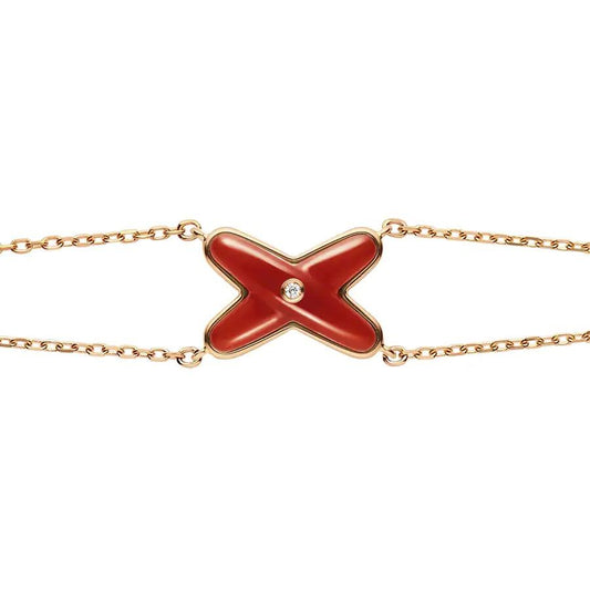 [Zalyn]JEUX BRACELET CARNELIAN ROSE GOLD 1 DIAMOND
