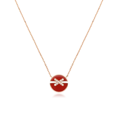 [Zalyn]JEUX DE ROSE GOLD DIAMOND NECKLACE