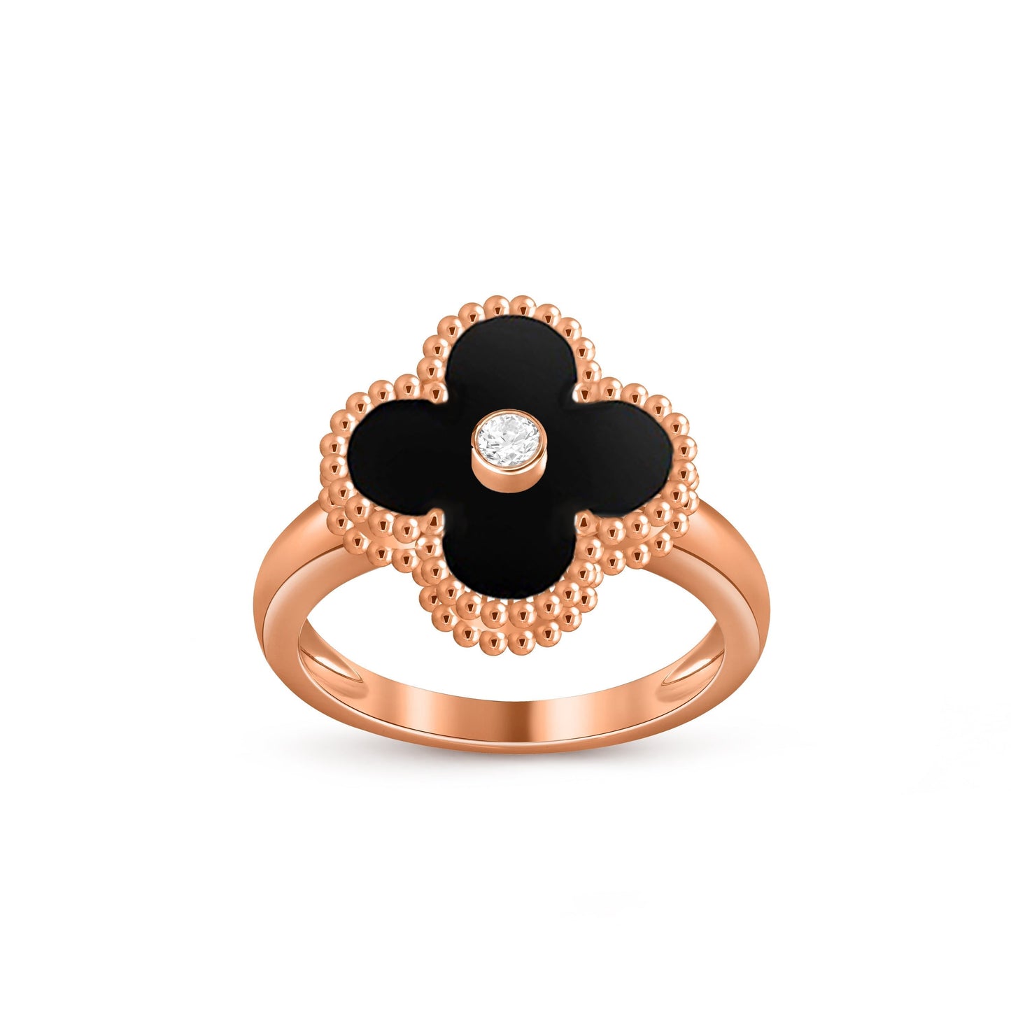 [Zalyn]LUCKY CLOVER DIAMOND-ACCENT ROSE GOLD RING COLLECTION