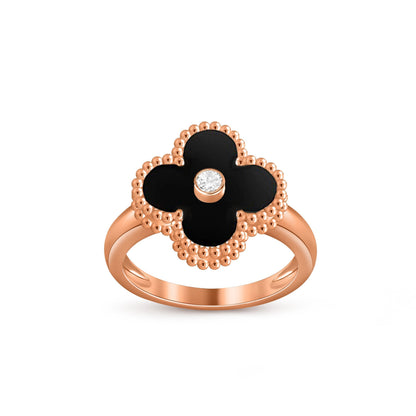 [Zalyn]LUCKY CLOVER DIAMOND-ACCENT ROSE GOLD RING COLLECTION