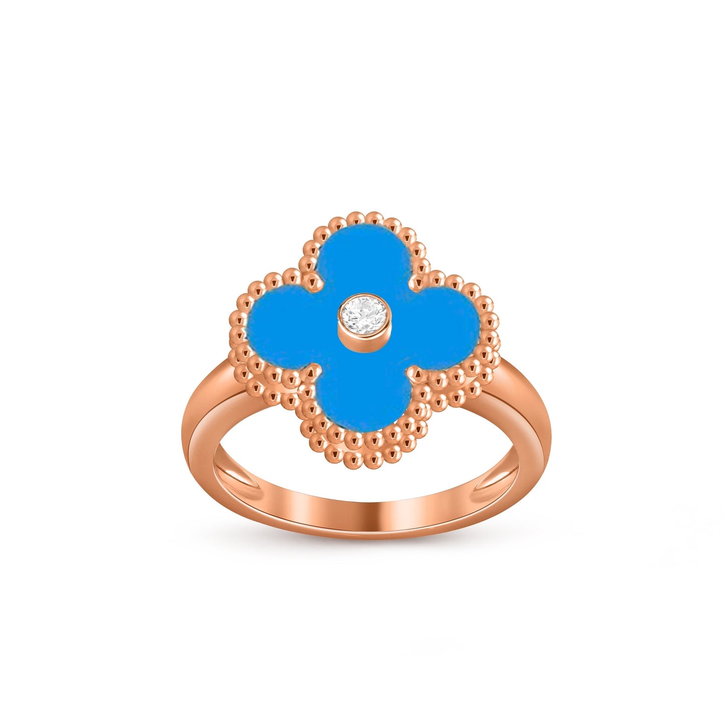 [Zalyn]LUCKY CLOVER DIAMOND-ACCENT ROSE GOLD RING COLLECTION