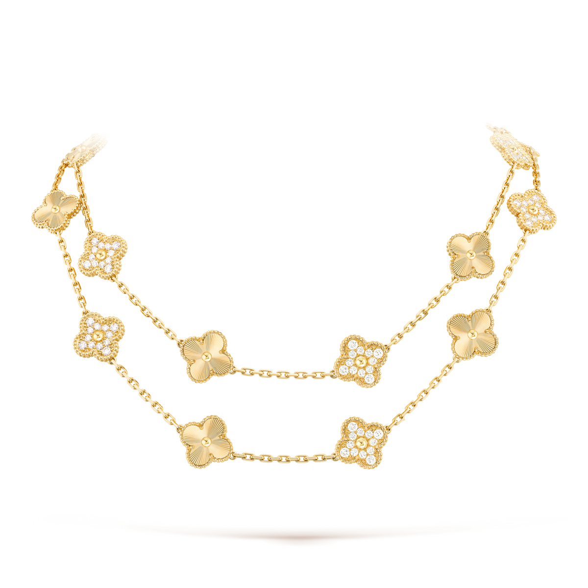 [Zalyn Jewelry ]CLOVER 20 MOTIFS LASER DIAMOND NECKLACE