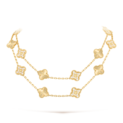 [Zalyn Jewelry ]CLOVER 20 MOTIFS LASER DIAMOND NECKLACE
