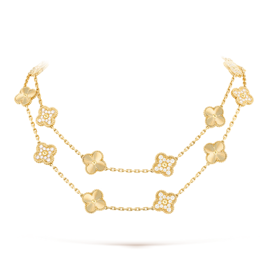 [Zalyn Jewelry ]CLOVER 20 MOTIFS LASER DIAMOND NECKLACE