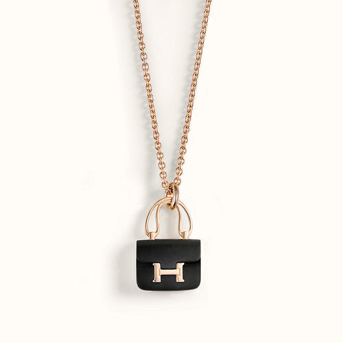 [Zalyn]CONSTANCE BLACK PEDANT ROSE GOLD NECKLACE