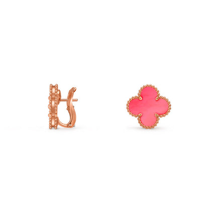 [Zalyn]15MM CLOVER FLOWER STUD EARRINGS ROSE GOLD COLLECTION