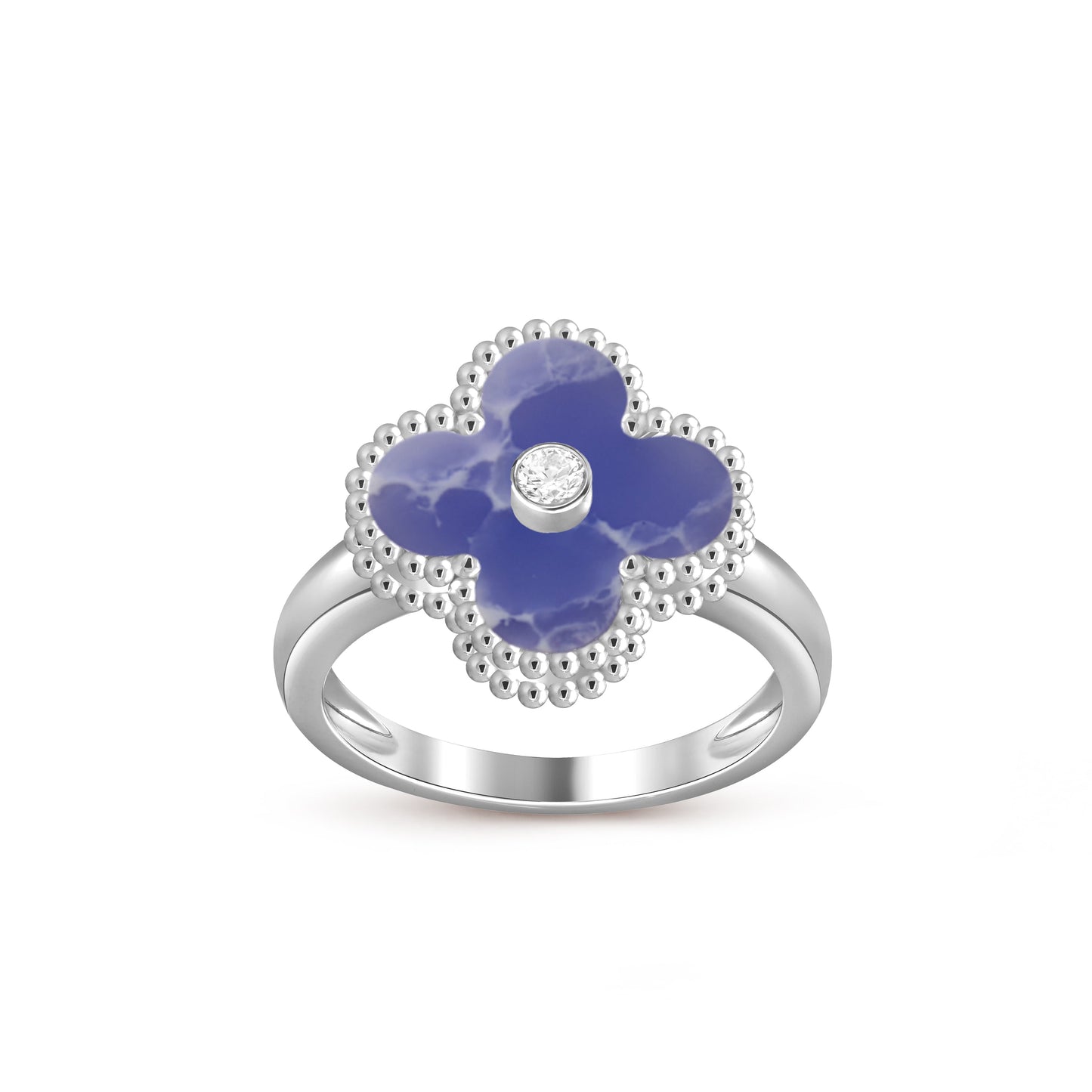 [Zalyn]LUCKY CLOVER DIAMOND-ACCENT WHITE GOLD RING COLLECTION