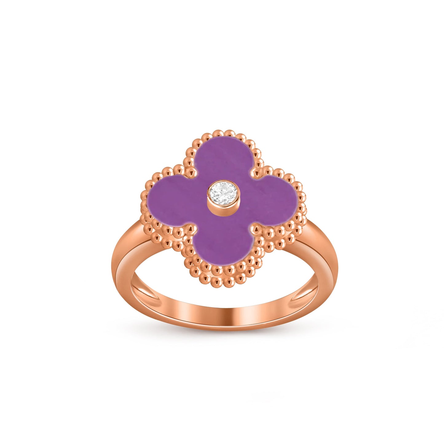 [Zalyn]LUCKY CLOVER DIAMOND-ACCENT ROSE GOLD RING COLLECTION