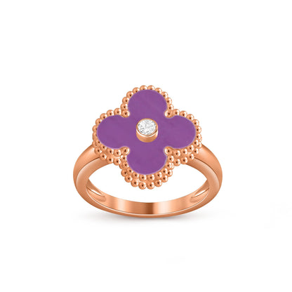 [Zalyn]LUCKY CLOVER DIAMOND-ACCENT ROSE GOLD RING COLLECTION